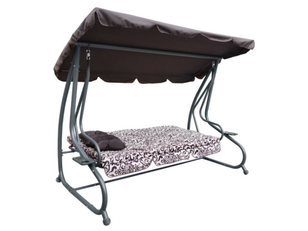 Tomido Zahradní houpačka XXXL COMFORT LUX tmavě hnědá s motivem