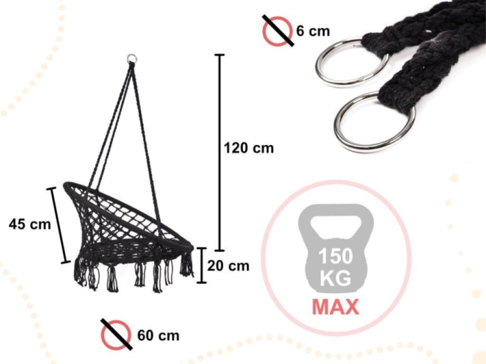 Houpací hnízdo BLACK 80 cm se sedáky PATIO