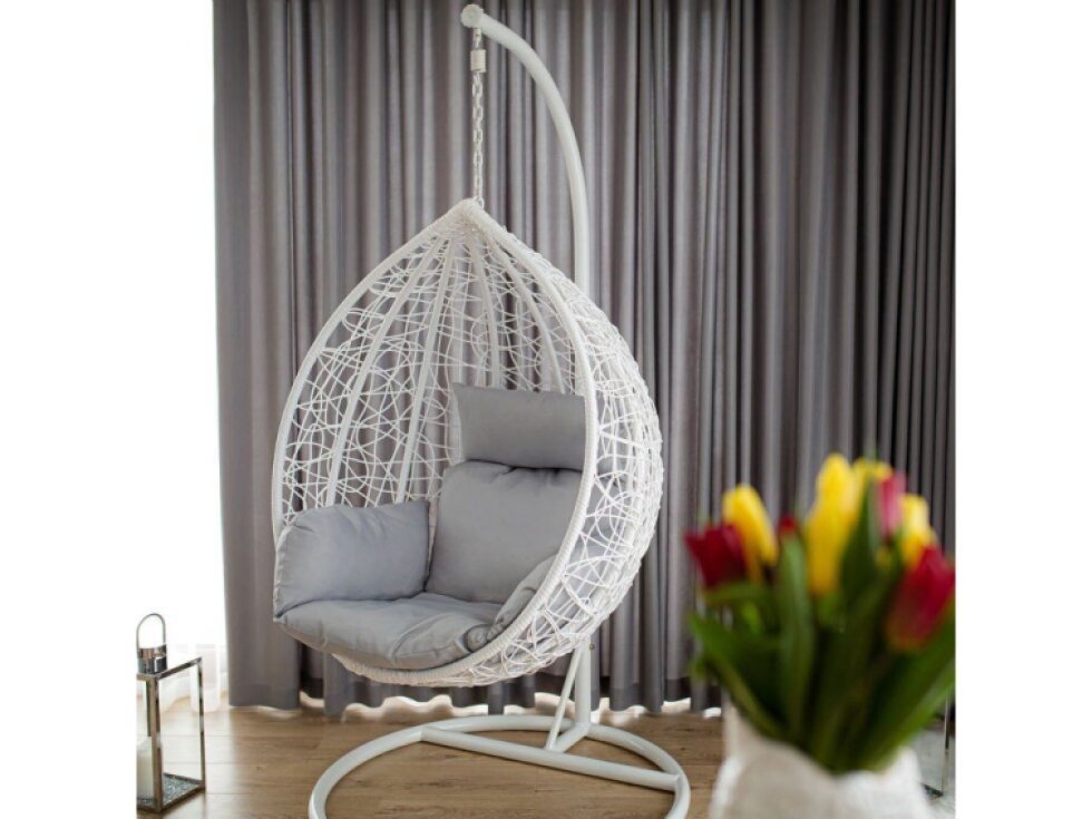 Zahradní houpací závěsné křeslo z technorattanu Fabien White PATIO