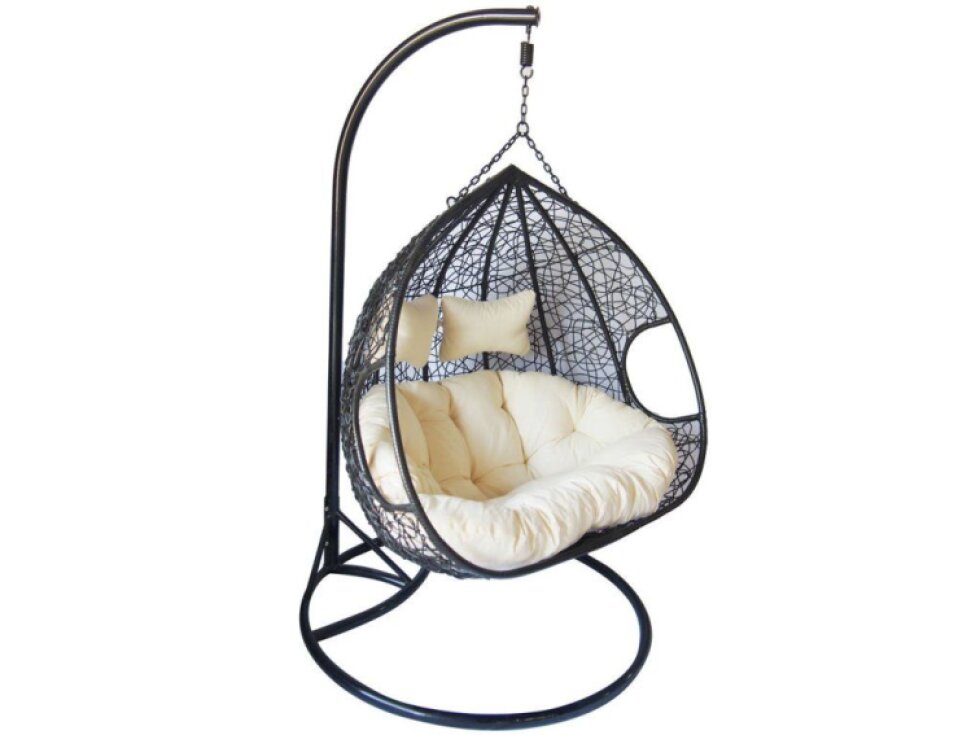 Zahradní houpací závěsné křeslo z technorattanu pro 2 osoby Robert Black PATIO