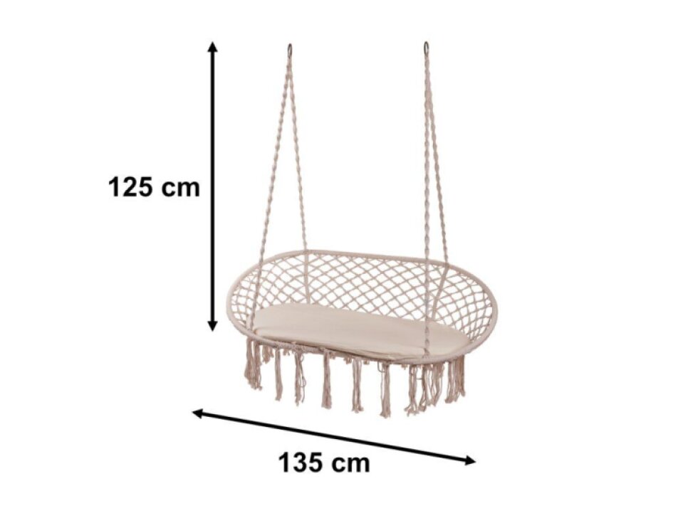 Dvojité čapí hnízdo se střapci béžové barvy