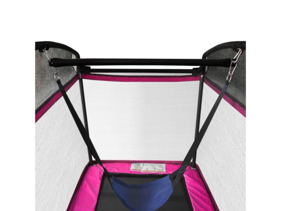 Aga Obdélníková trampolína, 122x183 cm, s vnější ochrannou sítí, nosnost 100 kg, růžová, výška 256 cm, 38 pružin