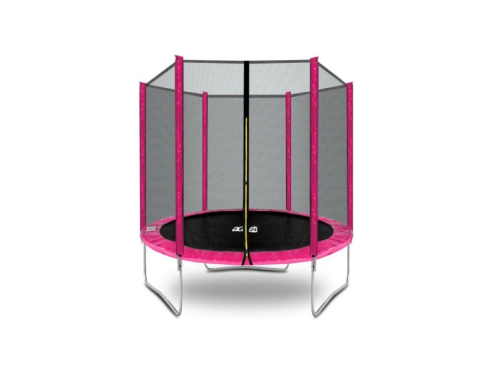 Aga Trampolína SPORT TOP Bezpečná, 180 cm, Růžová, 100 kg nosnost, vnější síť, 36 pružin, 211 cm výška, 28 kg, Ocel