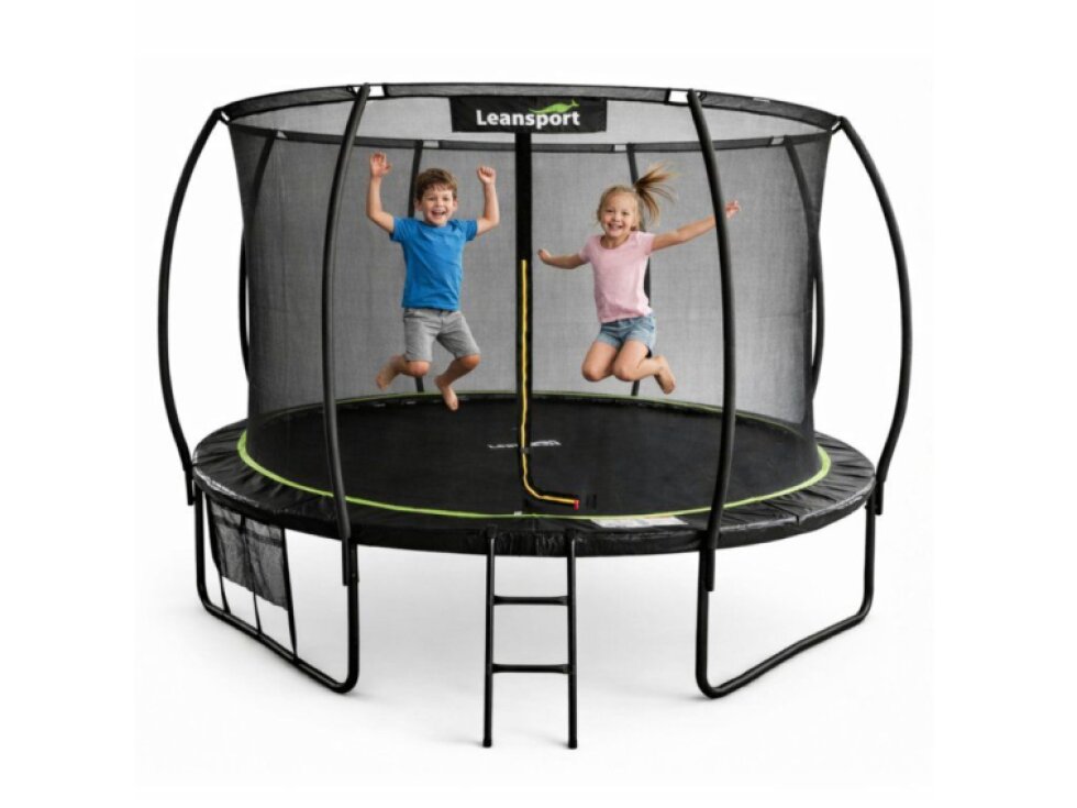 Trampolina Ogrodowa LEAN Z Siatką Wewnętrzną Czarno-Zielona 366CM 12FT