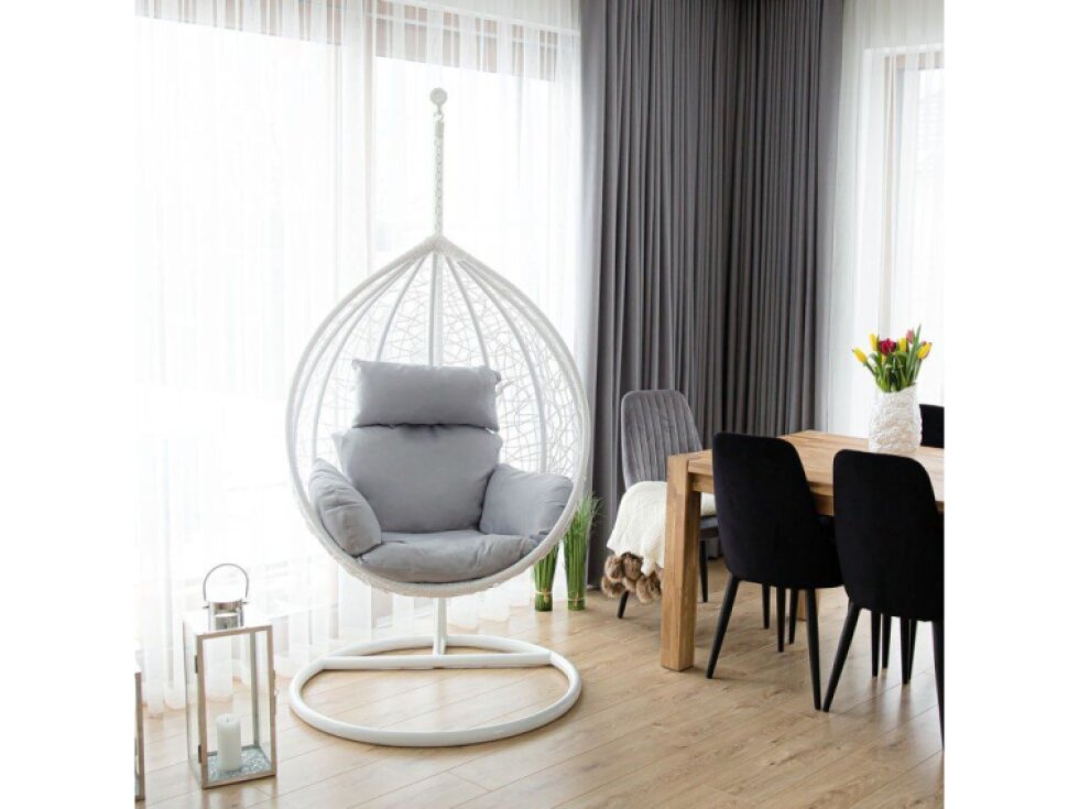 Zahradní houpací závěsné křeslo z technorattanu Fabien White PATIO