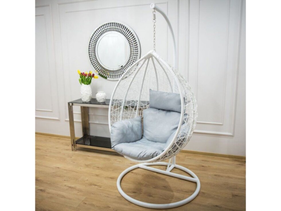 Zahradní houpací závěsné křeslo z technorattanu Fabien White PATIO