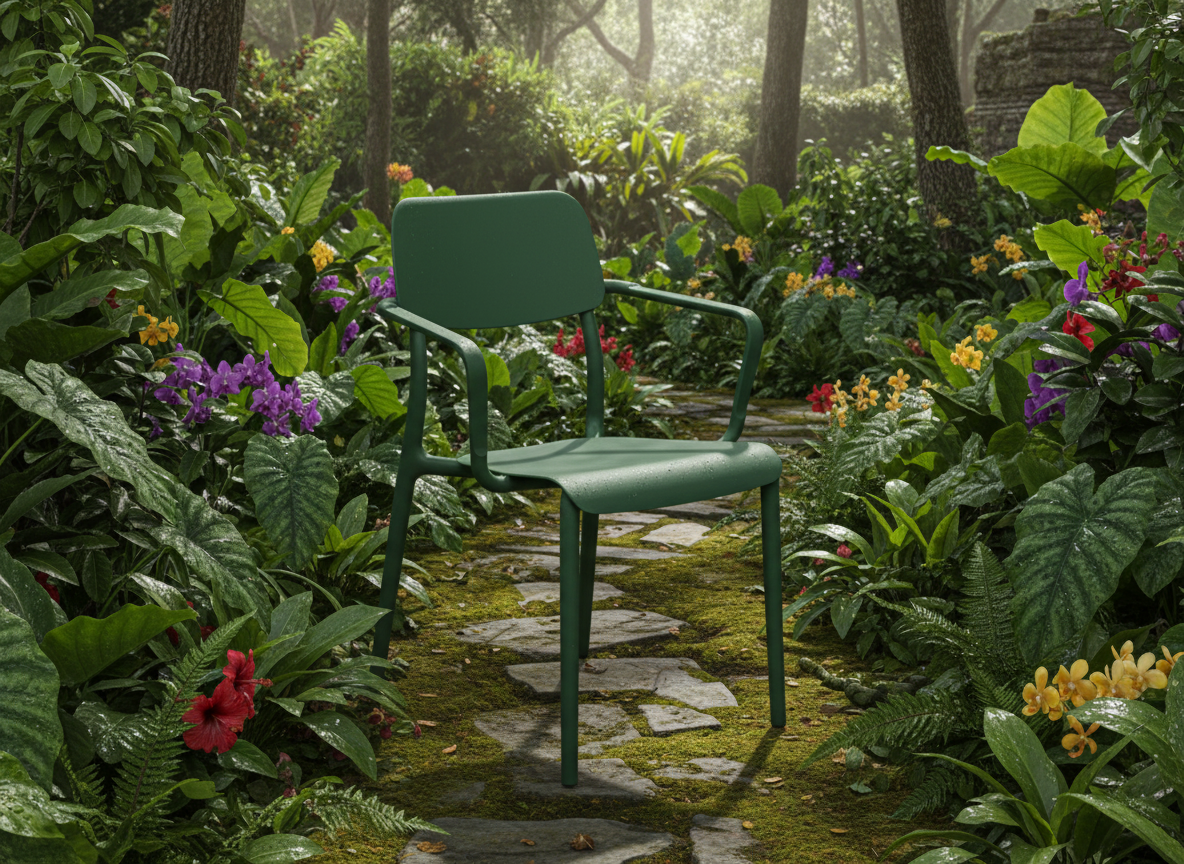 Plastová zahradní židle s područkami Rimo Pine Green FERNE
