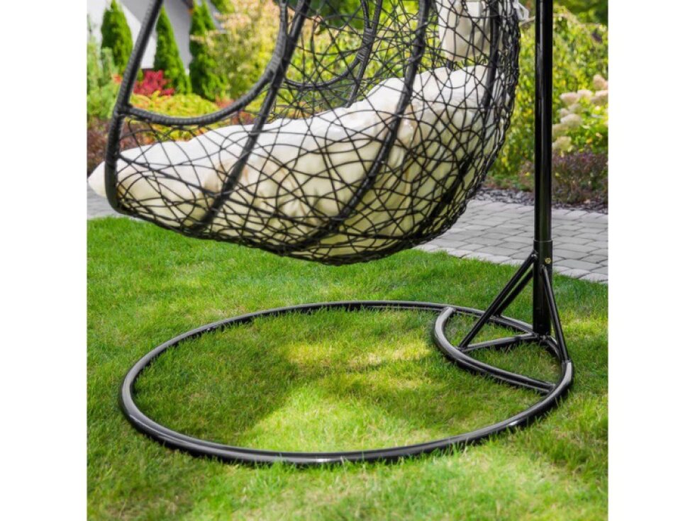 Zahradní houpací závěsné křeslo z technorattanu pro 2 osoby Robert Black PATIO