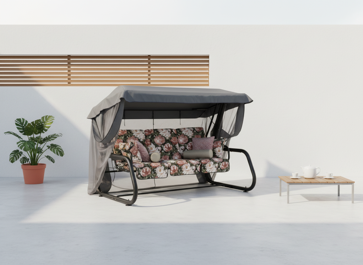 Zahradní houpačka Venezia Lux s moskytiérou, polštářky a bočními stolky A101-23PB PATIO