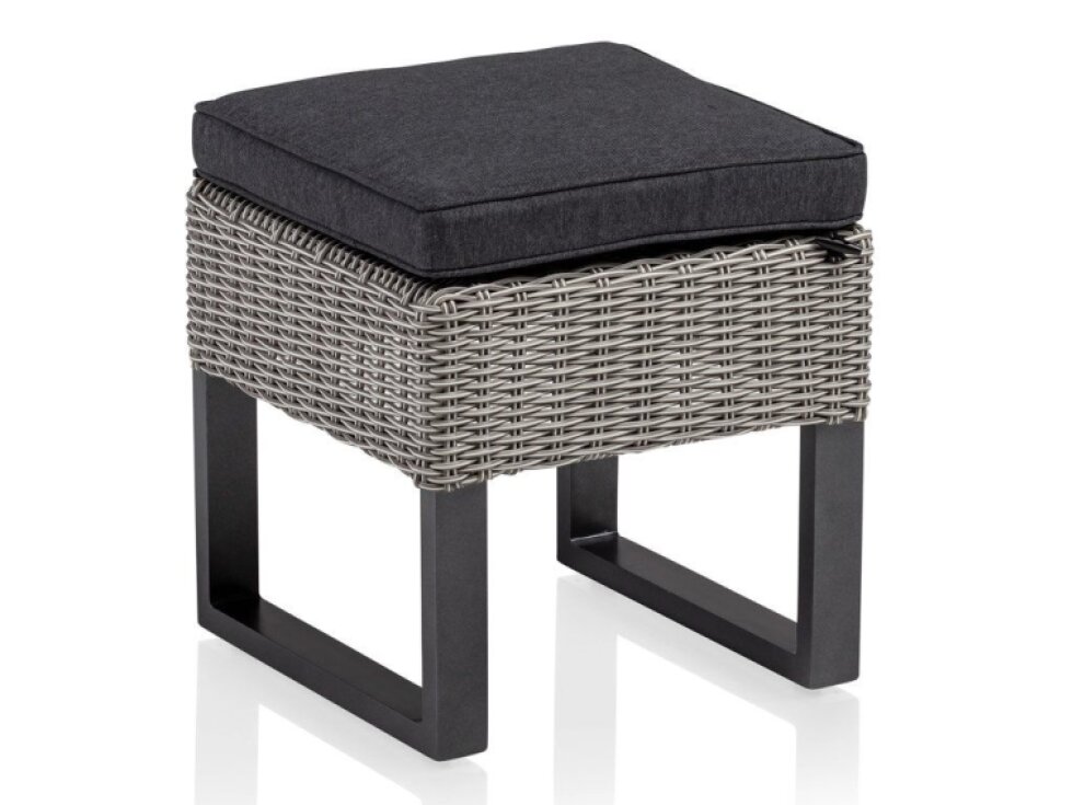 Malá podnožka / taburet z technorattanu Palma Ash-Antracit 42 x 42 cm KETTLER 0103403-5500