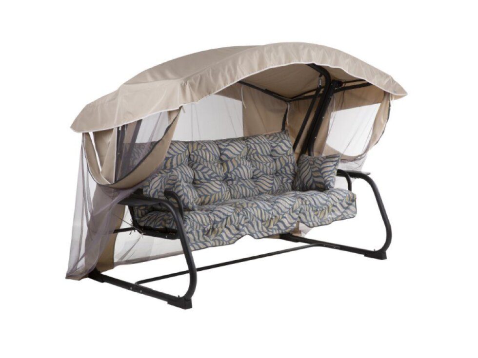 Zahradní houpačka Ravenna Lux Black Edition s moskytiérou a s bočními stolky G050-06IB PATIO