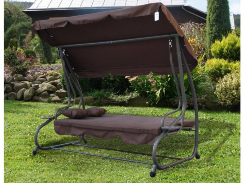 Tomido Zahradní houpačka XXXL COMFORT LUX tmavě hnědá