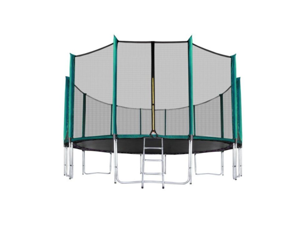 Trampolína SPORT PRO, 500 cm, tmavě zelená, ochranná síť, žebřík, kapsa na obuv
