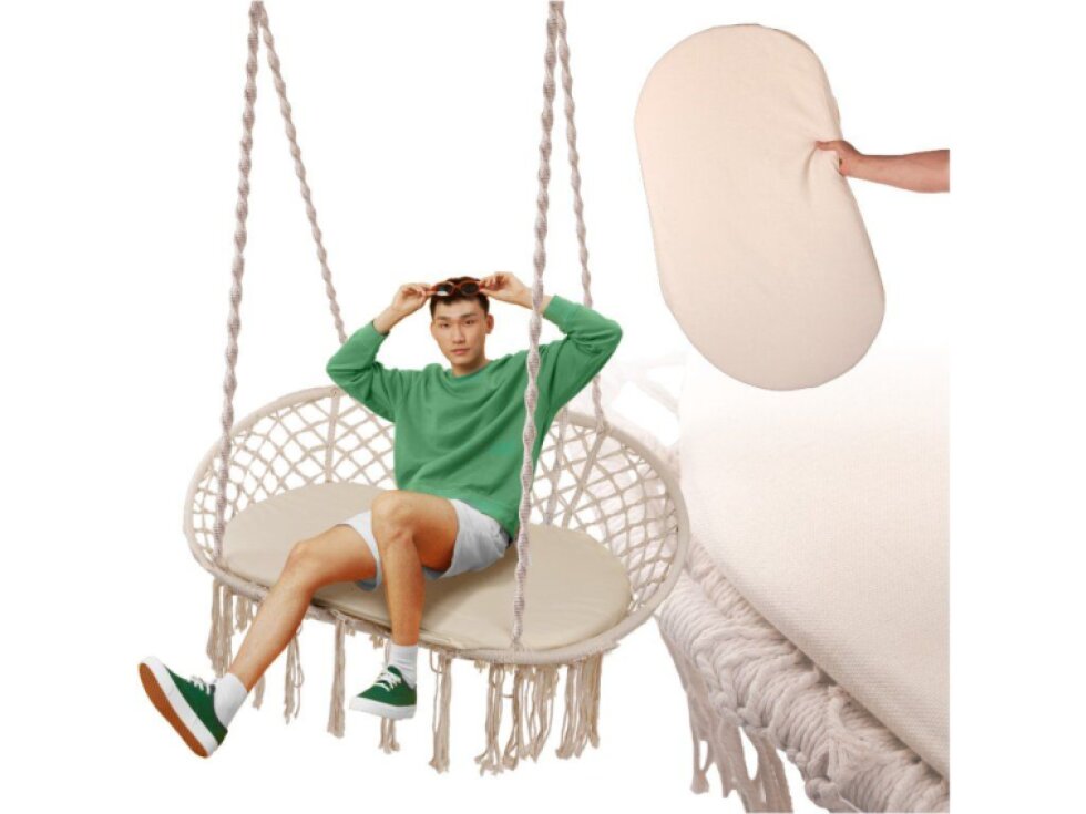 Dvojité čapí hnízdo se střapci béžové barvy