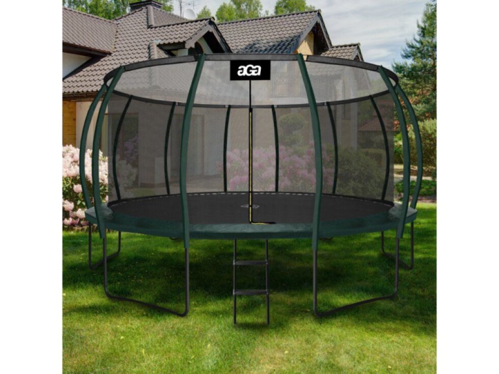 Trampolína 500 cm Tmavě zelená, ochranná síť, žebřík