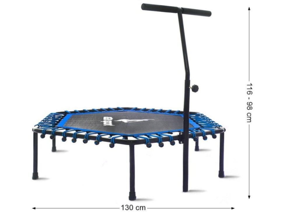 Aga Trampolína Fitness s držadlem, 130 cm, Modrá, Nosnost 120 kg