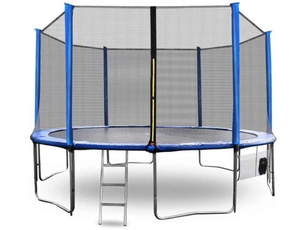Aga Sport Pro Trampolína, Průměr 400 cm, Nosnost 150 kg, Vnější síť, Stabilní, Modrá, 84 pružin, Výška 241 cm, Věk 8+ let