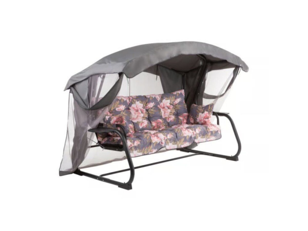 Zahradní houpačka Ravenna Lux Black Edition s moskytiérou a s bočními stolky A098-01PB PATIO