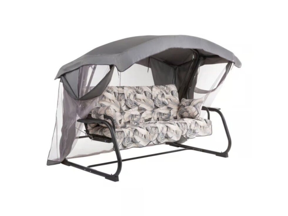 Zahradní houpačka Ravenna Lux Black Edition s moskytiérou a s bočními stolky G057-06PB PATIO
