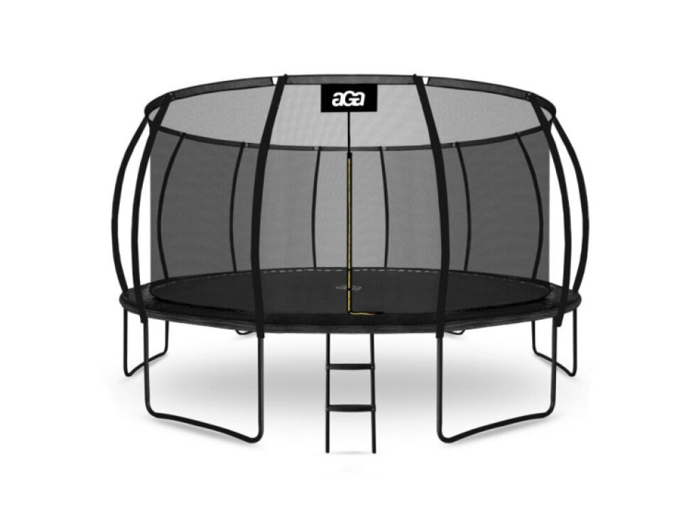 Trampolína 500 cm, černá, s ochrannou sítí a žebříkem