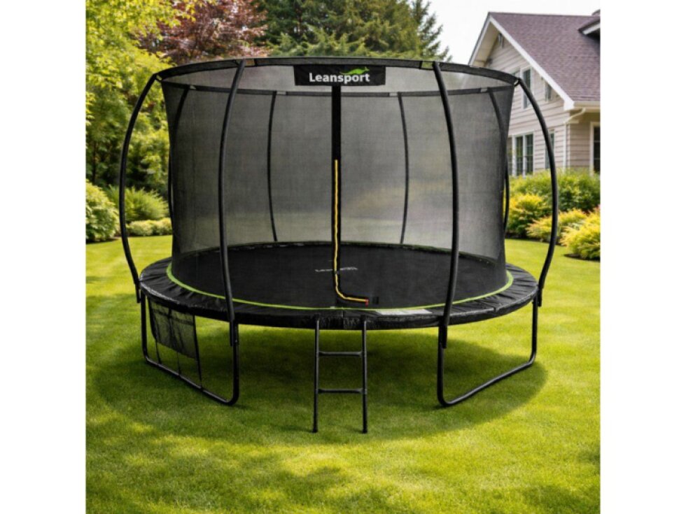 Trampolina Ogrodowa LEAN Z Siatką Wewnętrzną Czarno-Zielona 487CM 16FT