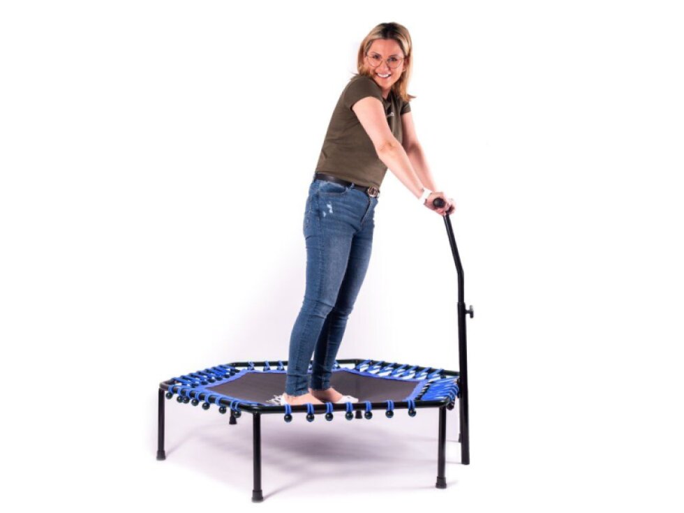 Aga Trampolína Fitness s držadlem, 130 cm, Modrá, Nosnost 120 kg