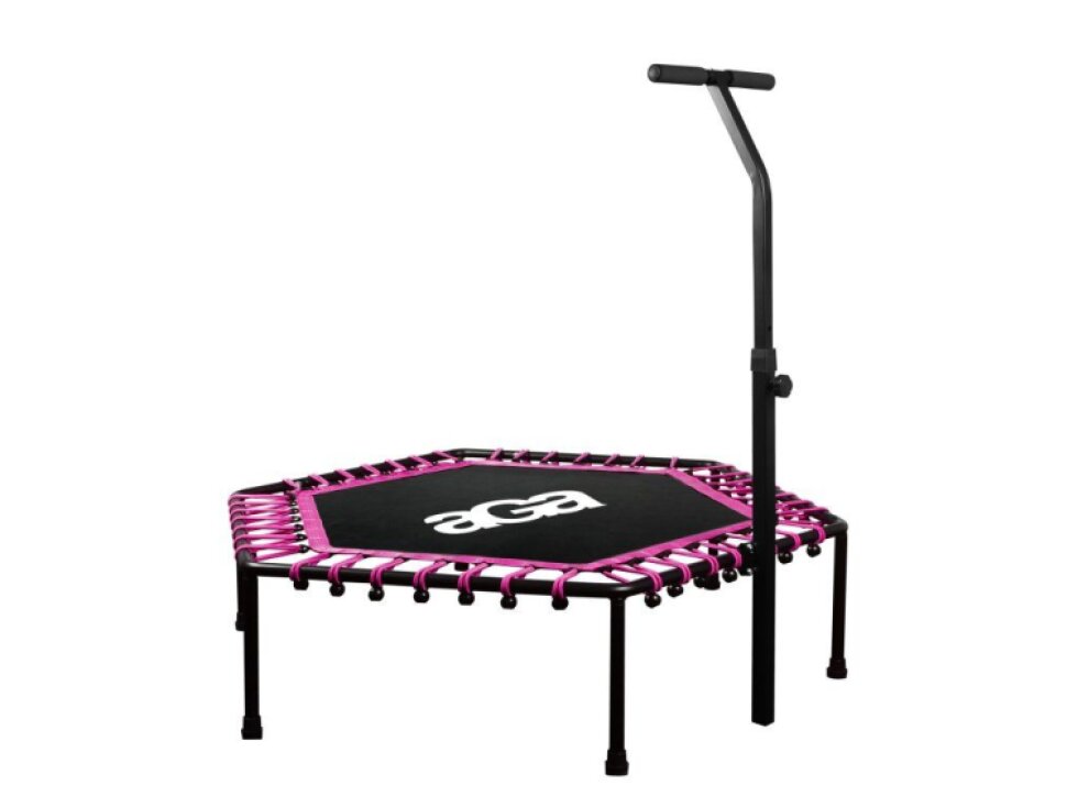Aga Fitness Trampolína s držadlem, 130 cm, Růžová, Nosnost 120 kg, Pro vnitřní použití
