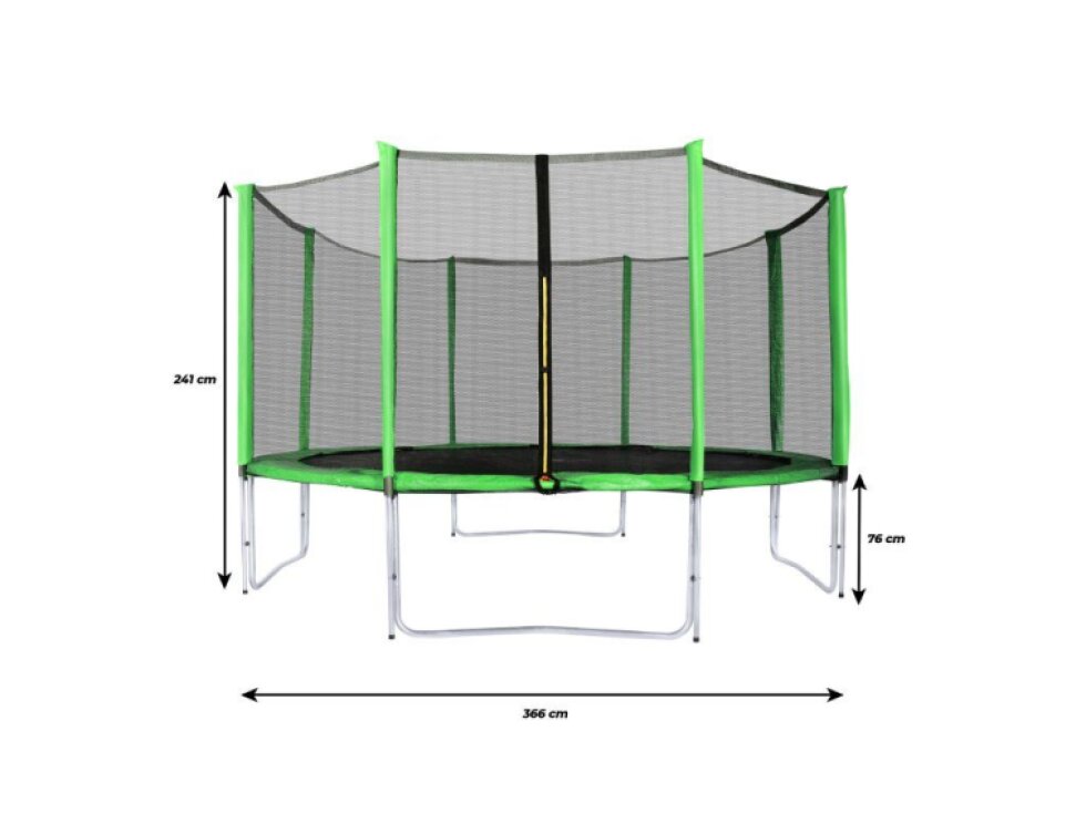 Trampolína SPORT PRO, 366 cm, světle zelená, s ochrannou sítí a žebříkem