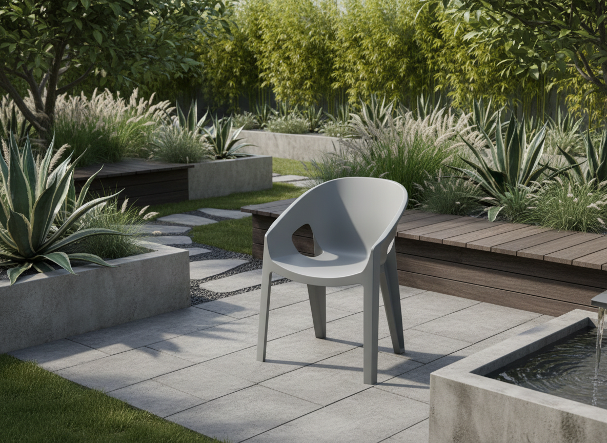 Šedá plastová zahradní židle s područkami Premo Light Gray FERNE