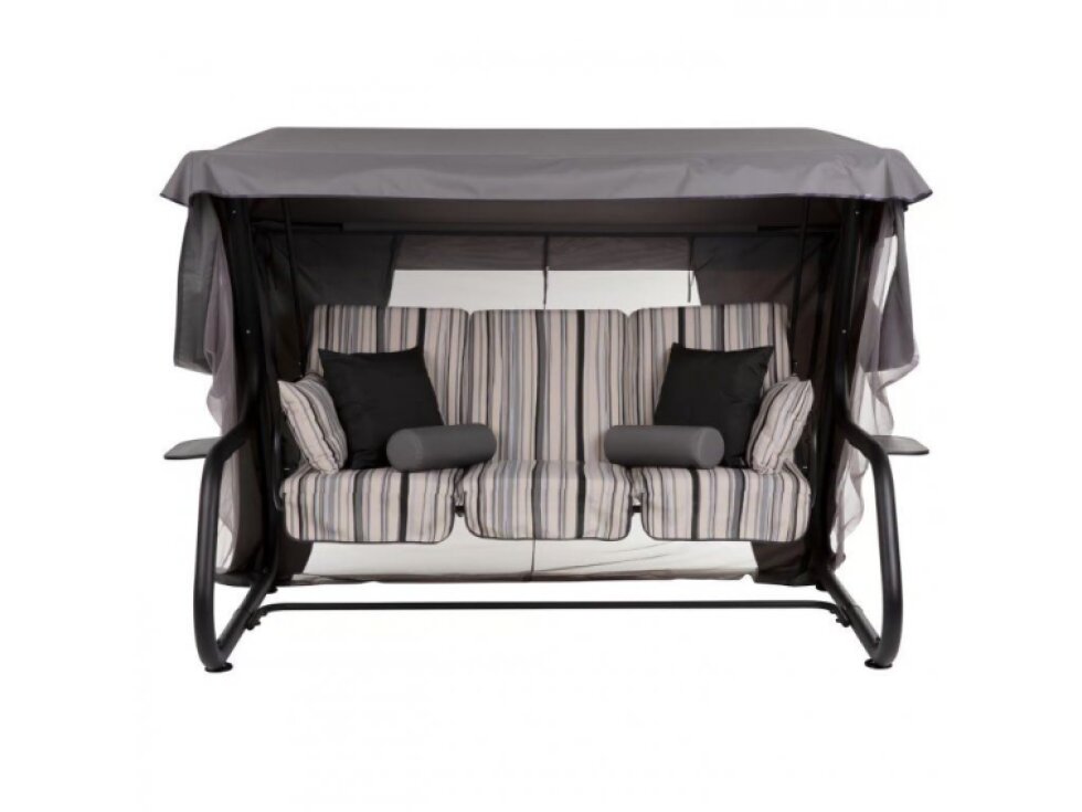Zahradní houpačka Venezia Lux Black Edition s moskytiérou, polštářky a bočními stolky C024-06LB PATIO