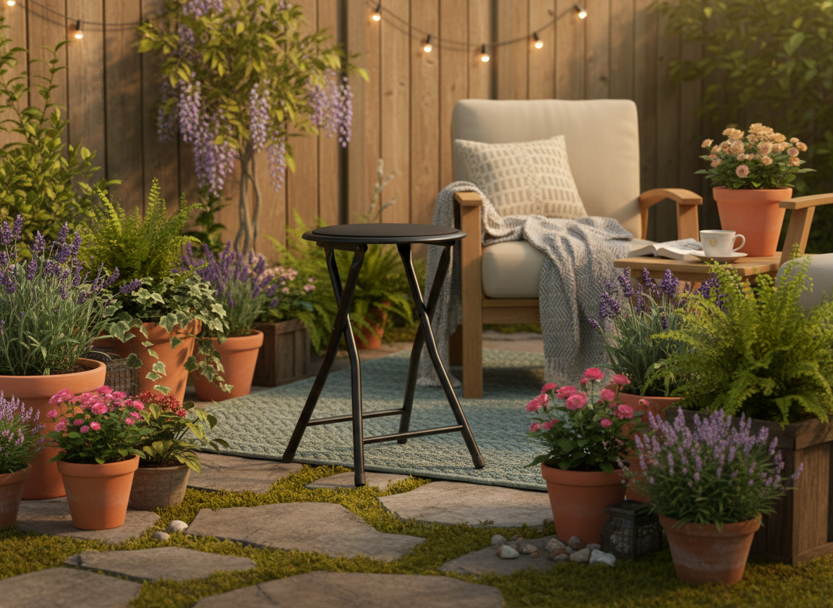Skládací taburet Black 30 cm PATIO