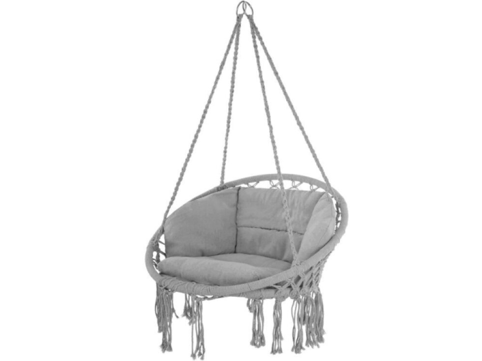 Aga Závěsné křeslo MR4510 Relaxační, Světle šedá, 1 osoba, nosnost 110 kg, ocel, Polyester/Bavlna, výška 137 cm, průměr sedadla 60 cm