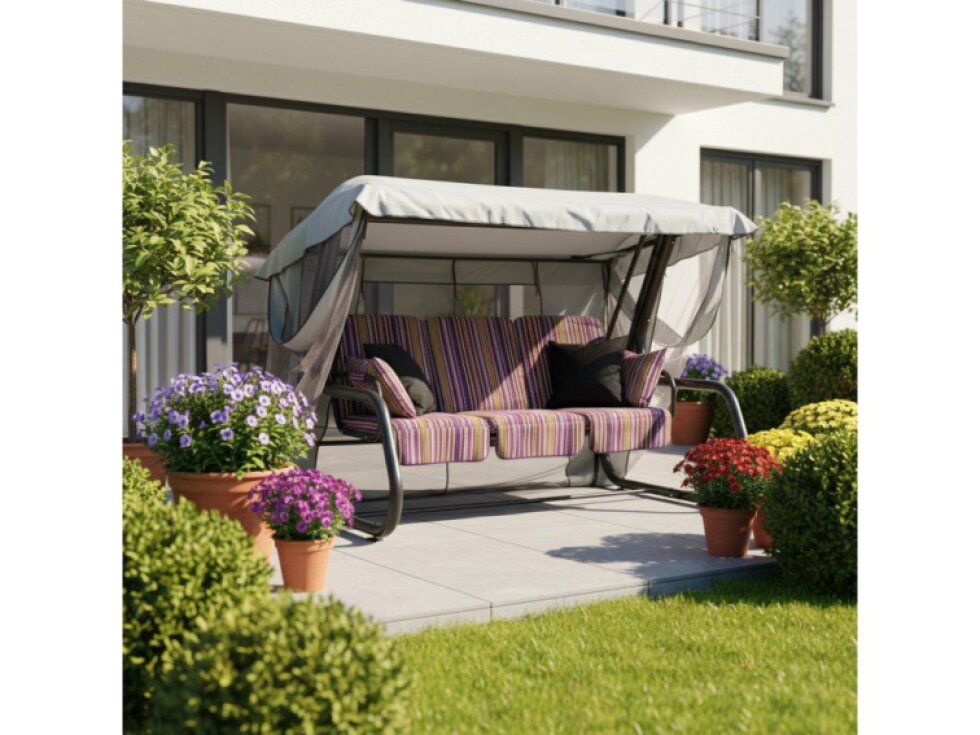 Zahradní houpačka Venezia s moskytiérou a polštářky C013-04BB PATIO