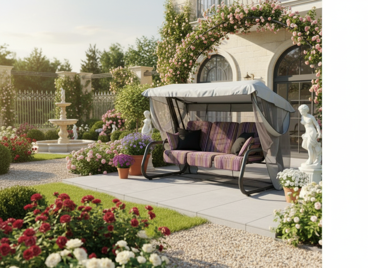 Zahradní houpačka Venezia s moskytiérou a polštářky C013-04BB PATIO