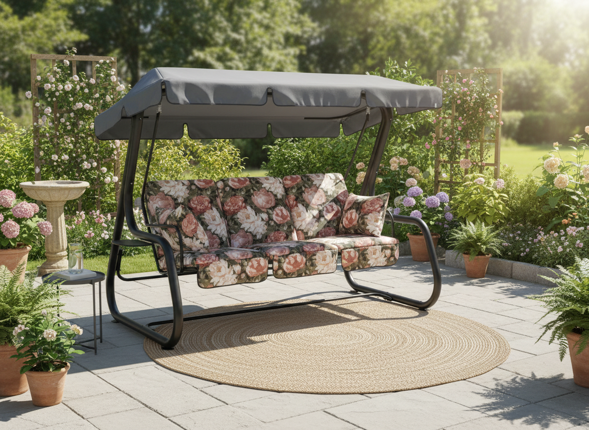 Zahradní houpačka Rimini Black Edition s bočními stolky A101-23PB PATIO
