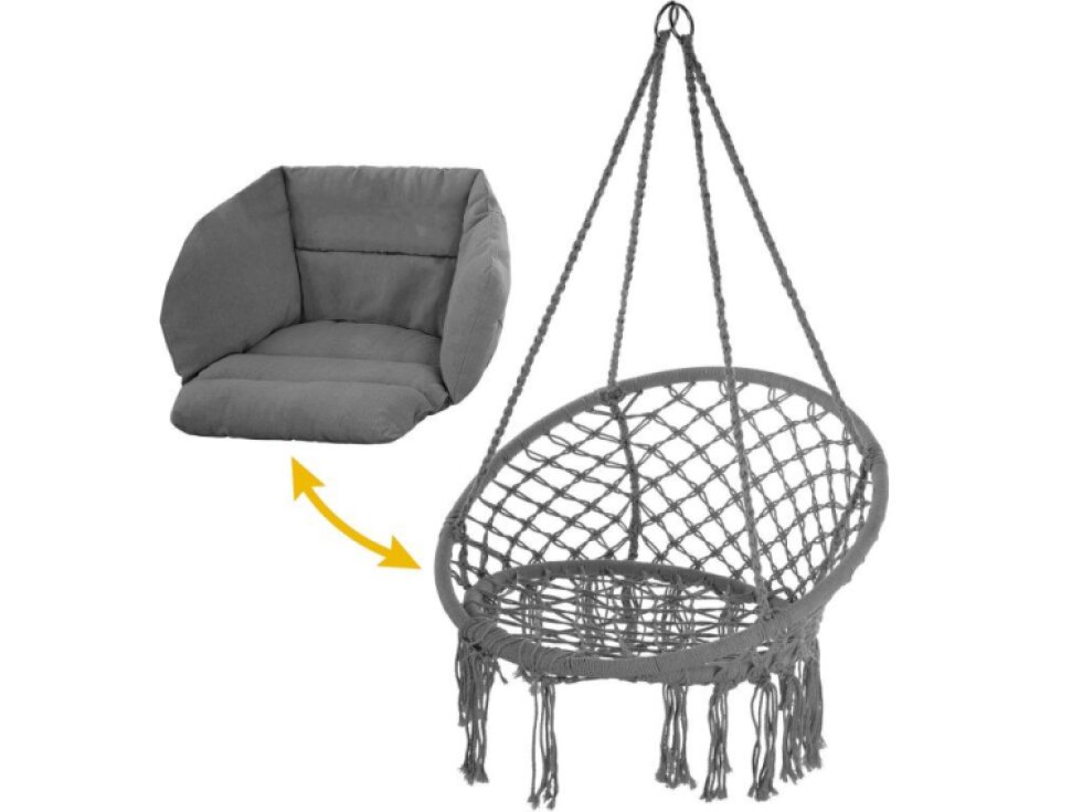 Aga Volně stojící závěsné křeslo MR4510, tmavě šedá, 1 osoba, nosnost 110 kg, ocel, potah polyester/bavlna, šířka 80 cm, výška 137 cm
