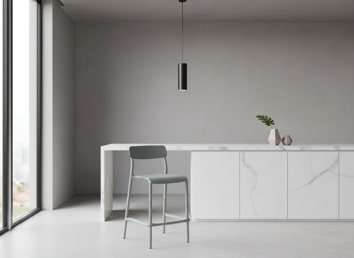 Nízká plastová zahradní barová židle Rimo Agate Gray FERNE