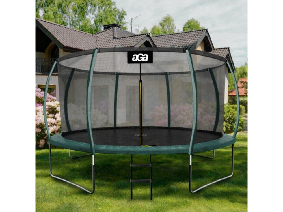 Trampolína SPORT EXCLUSIVE, 366 cm, tmavě zelená, s ochrannou sítí a žebříkem