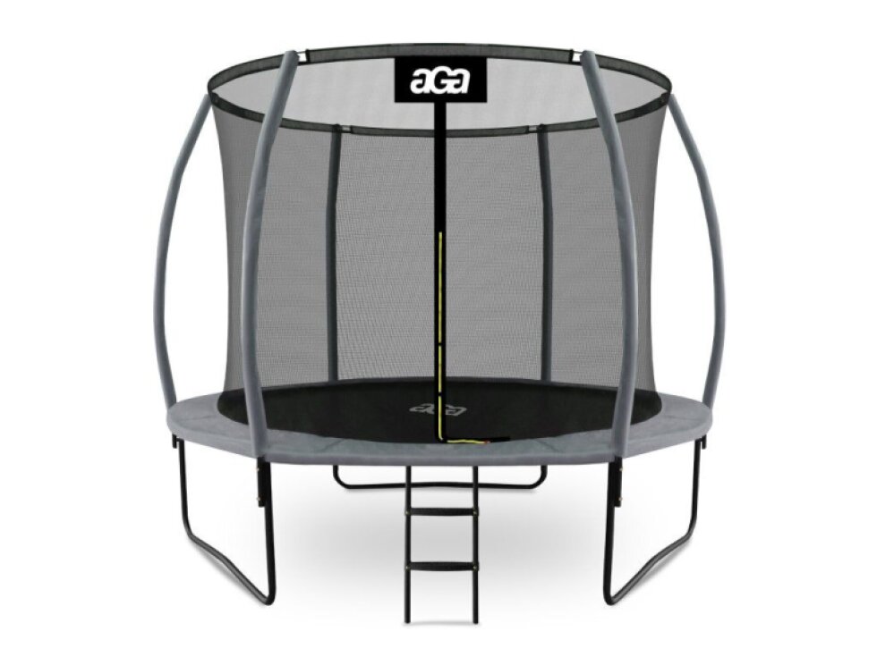 Aga SPORT EXCLUSIVE Trampolína, 305 cm, Šedá, vnitřní síť, nosnost 180 kg, s žebříkem, ocelová konstrukce, výška 256 cm, 60 pružin