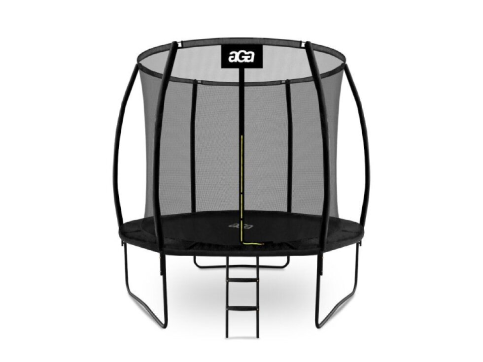 Trampolína 250 cm, černá, s ochrannou sítí a žebříkem