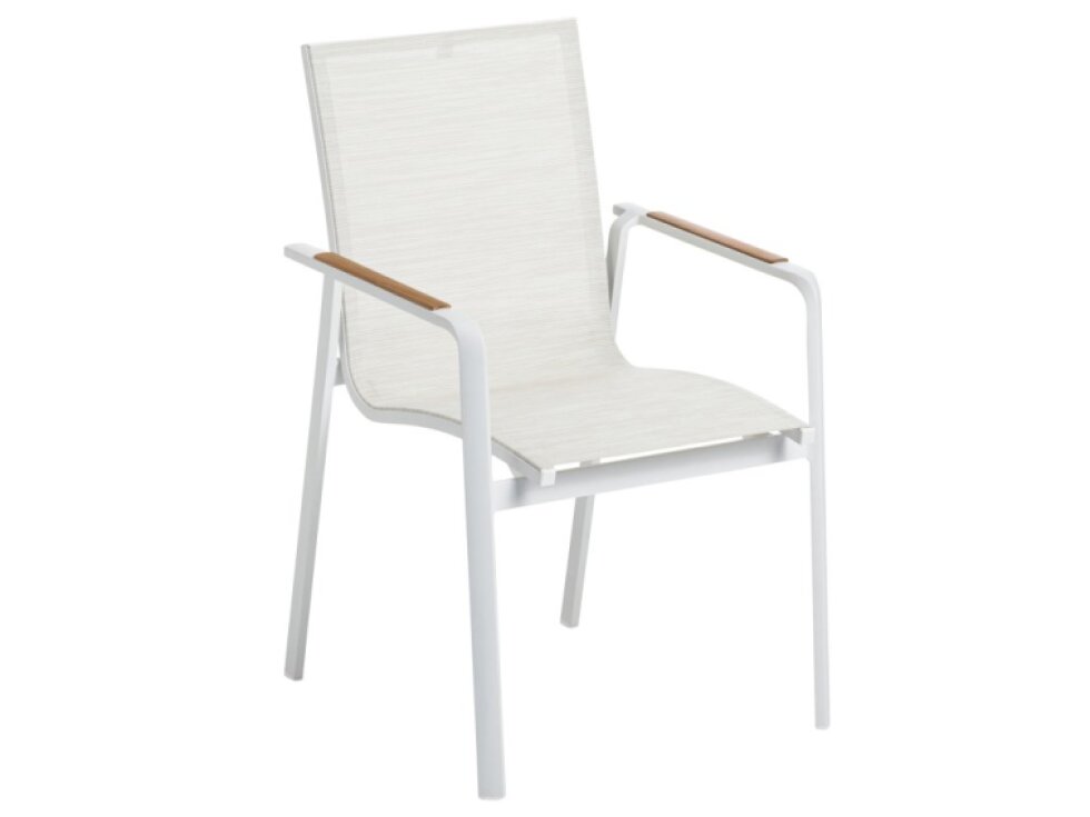 Zahradní židle s teakovými područkami Diamond White - Beige KETTLER 0103902-5800