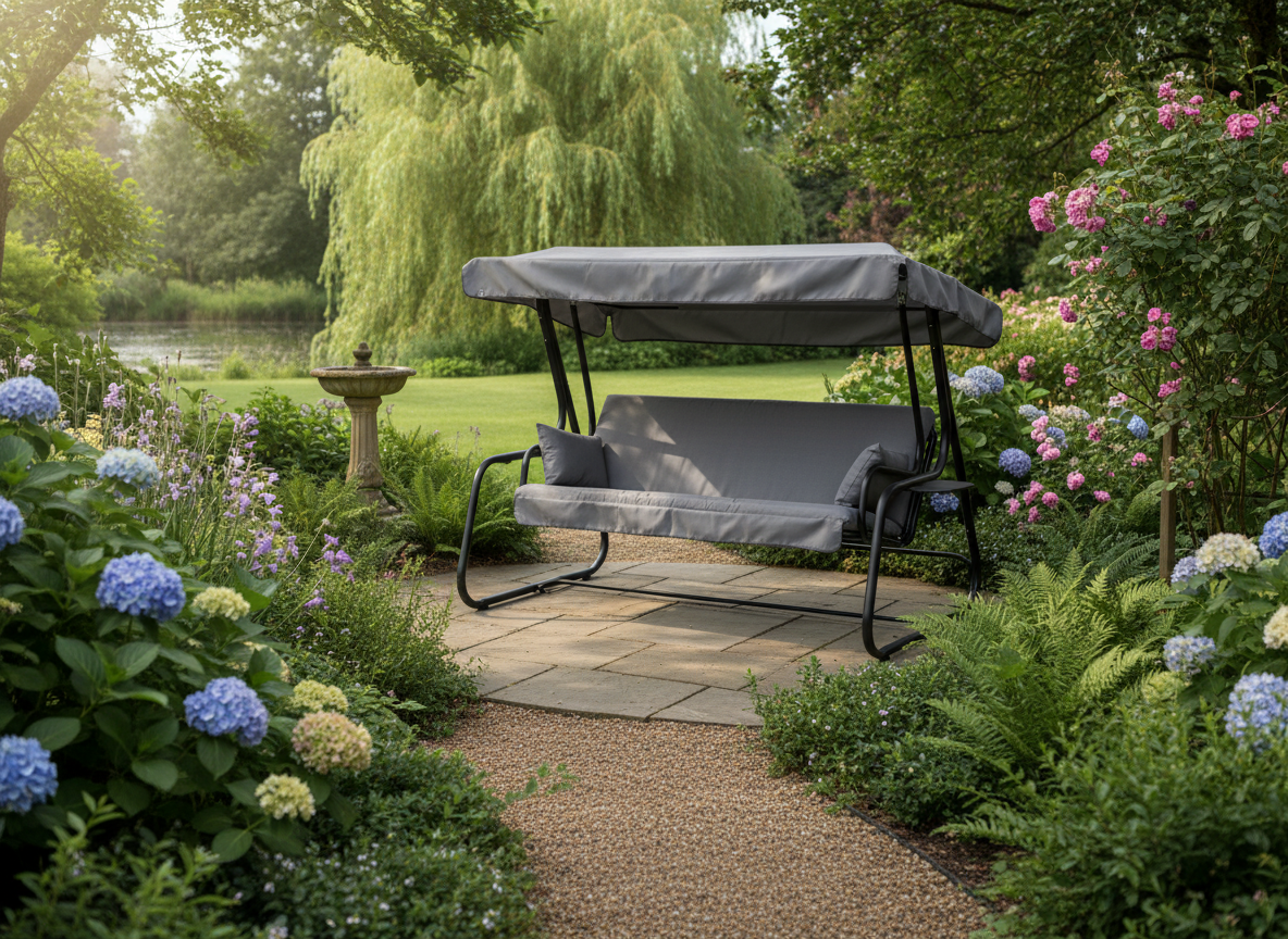 Zahradní houpačka Vita Black Edition s bočními stolky H024-07PB PATIO