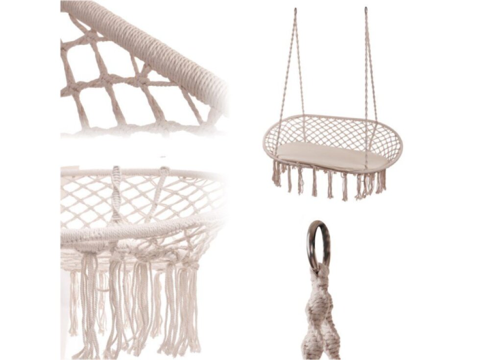 Dvojité čapí hnízdo se střapci béžové barvy