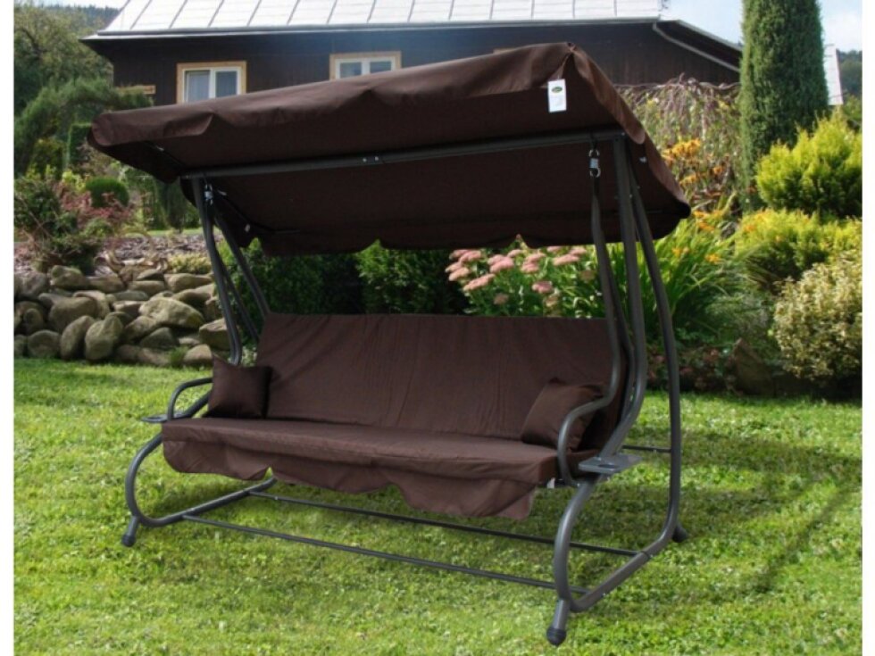Tomido Zahradní houpačka XXXL COMFORT LUX tmavě hnědá