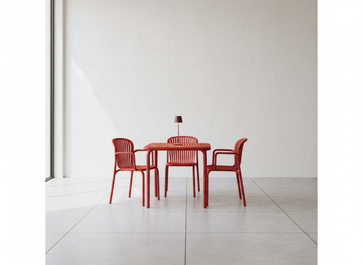 Plastová zahradní židle s područkami Brene Retro Red FERNE