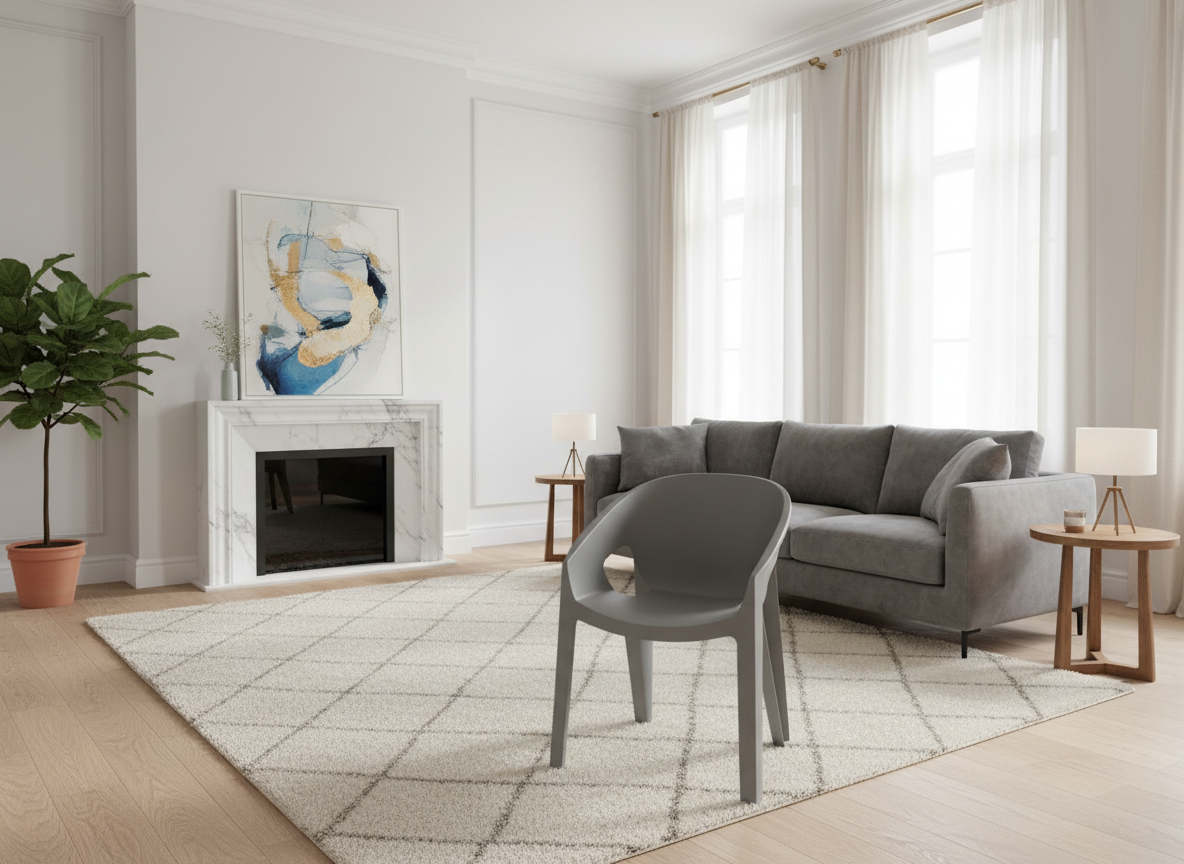 Šedá plastová zahradní židle s područkami Premo Light Gray FERNE