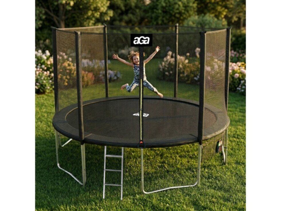 Aga SPORT PRO Trampolína 430 cm Černá + ochranná síť + žebřík + kapsa na obuv