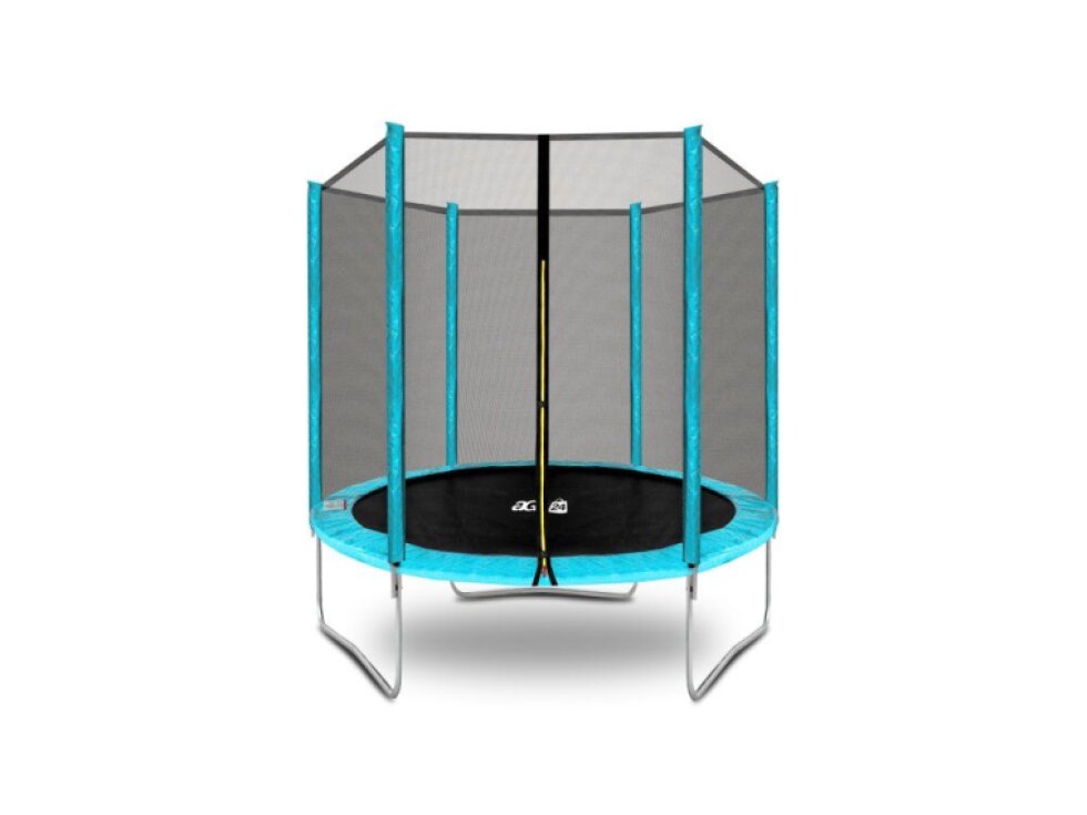 Aga Trampolína SPORT TOP, bezpečná, 180 cm, světle modrá, nosnost 100 kg, vnější síť, 36 pružin, ocelový rám