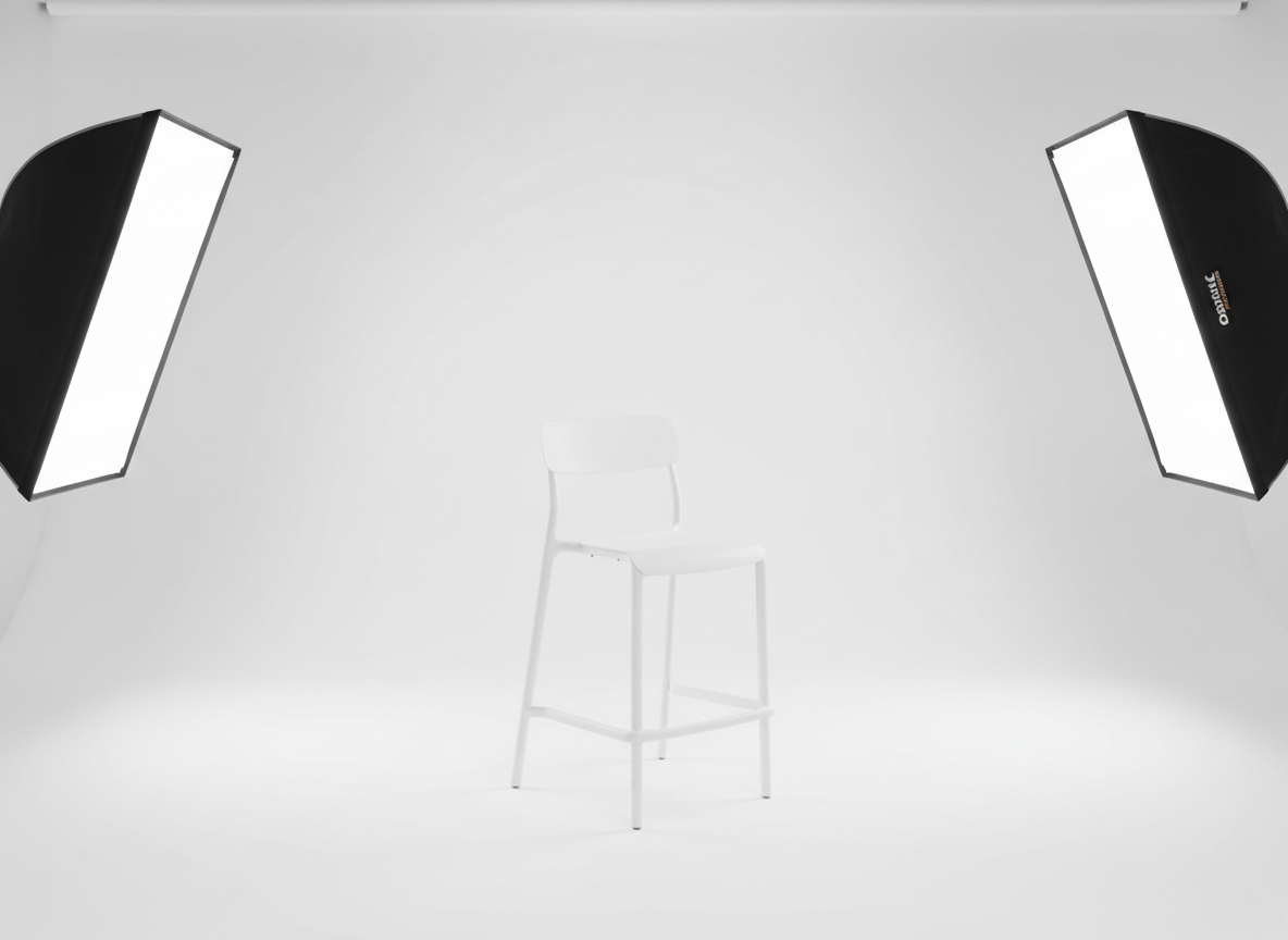 Nízká bílá plastová zahradní barová židle Rimo White FERNE