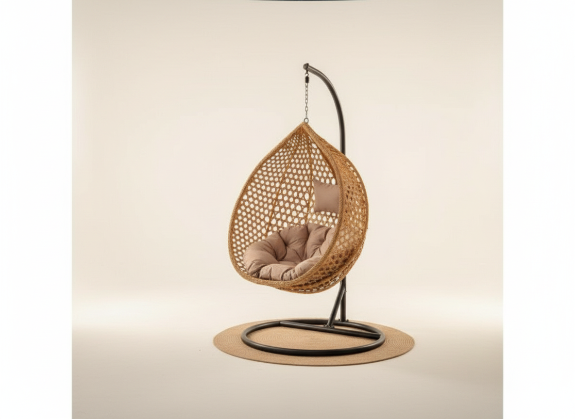 Zahradní houpací závěsné křeslo z technorattanu Francis Beige PATIO